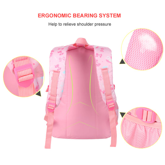 3 Pieces School Backpack 3-in-1 Student Shoulder Bags Set Adorable Student Book Bag Trendy Backpack, Lunch Tote Bag and Pencil Case for Students between 7-16 Years Old, Pink