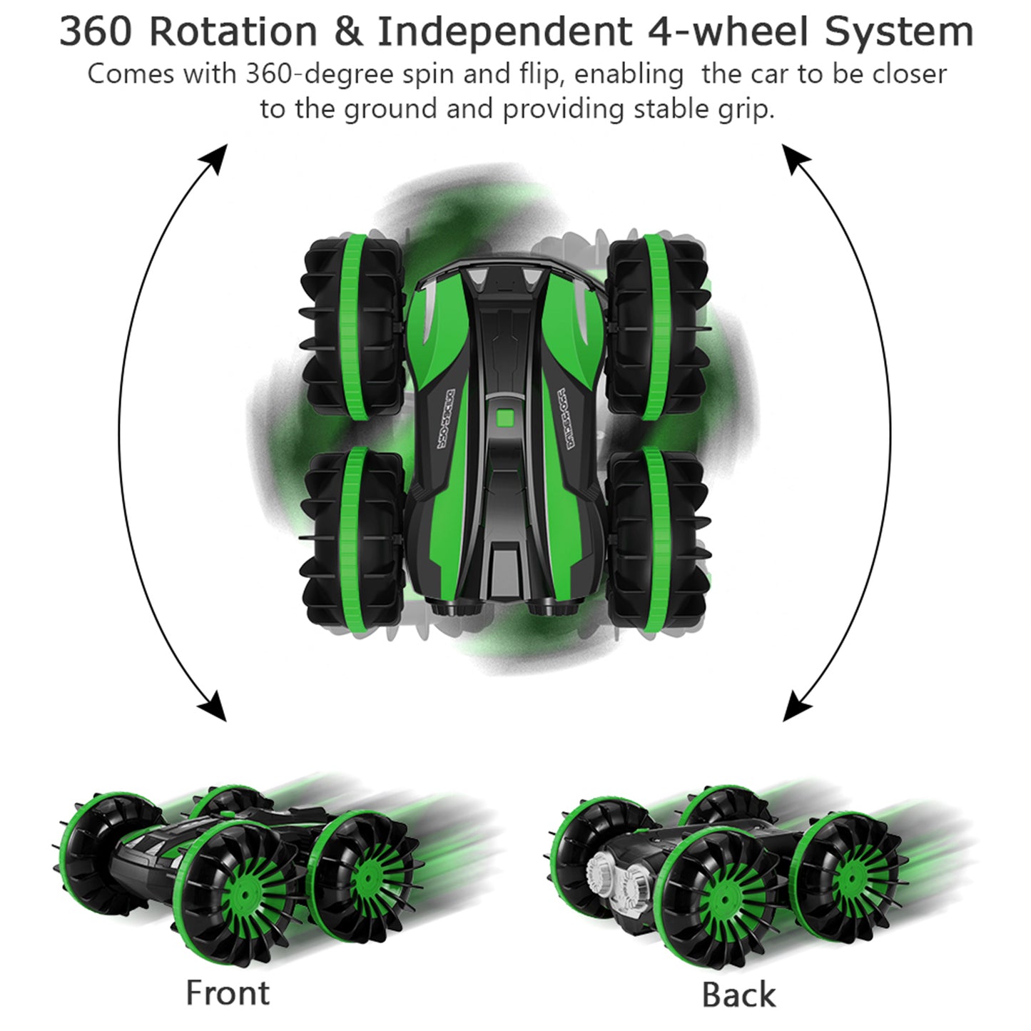 Mini RC Stunt Car Remote Control Car 4WD Amphibious 2.4GHz Double Sided 360Rotating for Kids,