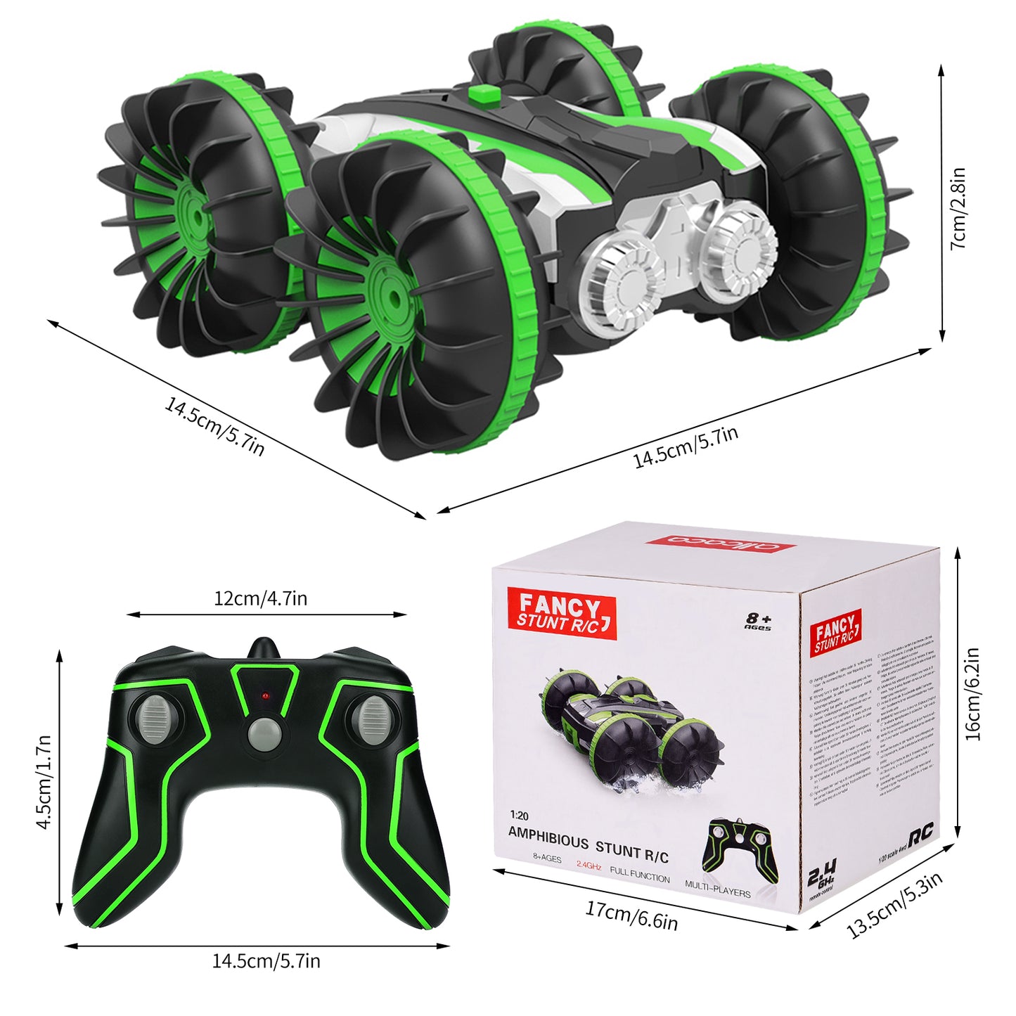 Mini RC Stunt Car Remote Control Car 4WD Amphibious 2.4GHz Double Sided 360Rotating for Kids,