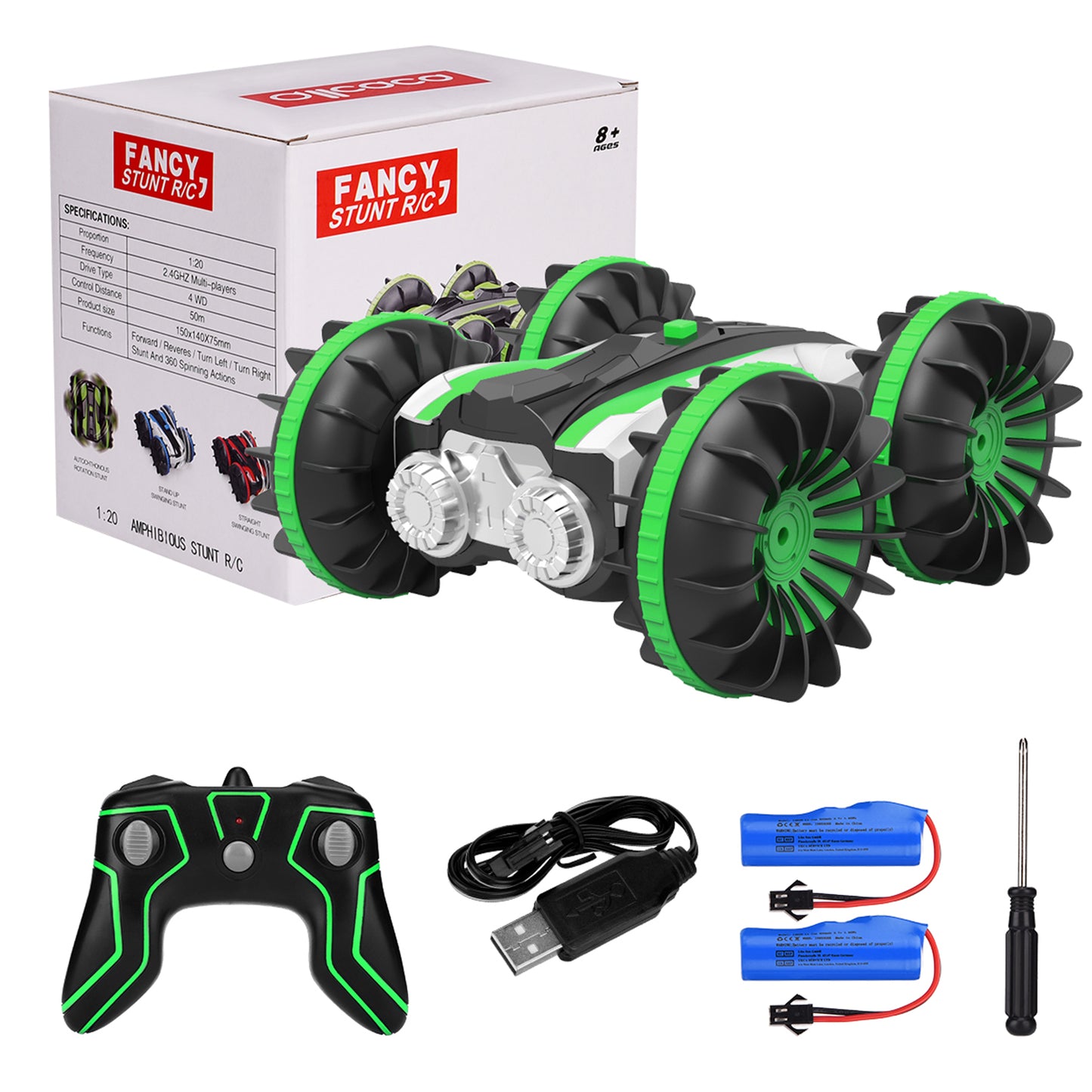 Mini RC Stunt Car Remote Control Car 4WD Amphibious 2.4GHz Double Sided 360Rotating for Kids,