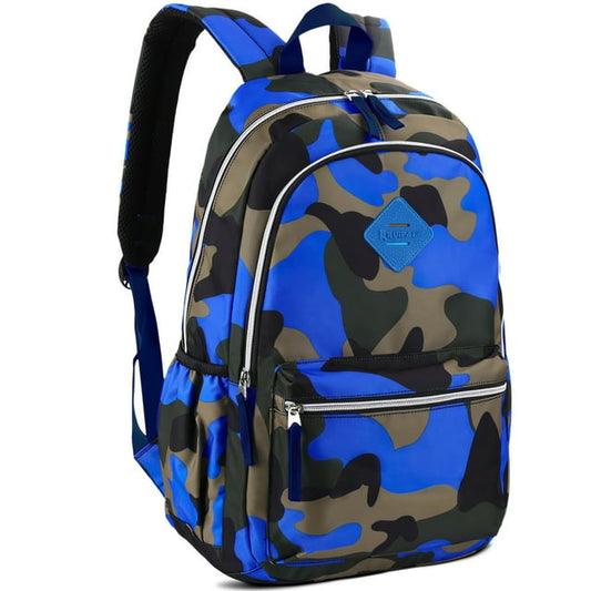 Vbiger School Backpack for Primary School Students - Dinosaur Printed School Bag Shoulders Bag with Chest Strap and Reflective Strips for 6-12 Years Boys Girls - Blue
