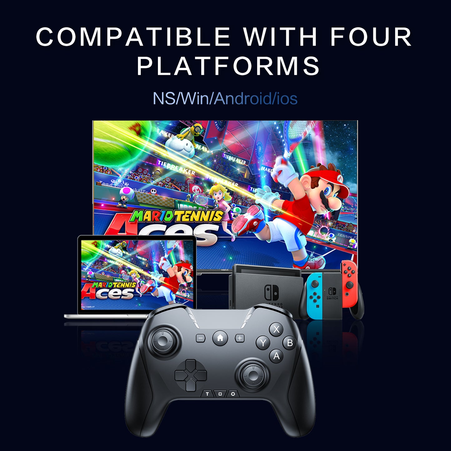 Wireless Gamepad PC Gaming Controller Joysticks for PC Windows 7/8/10/11 /PS3/Android Phone Tablet/ Smart TV/TV Box, Black