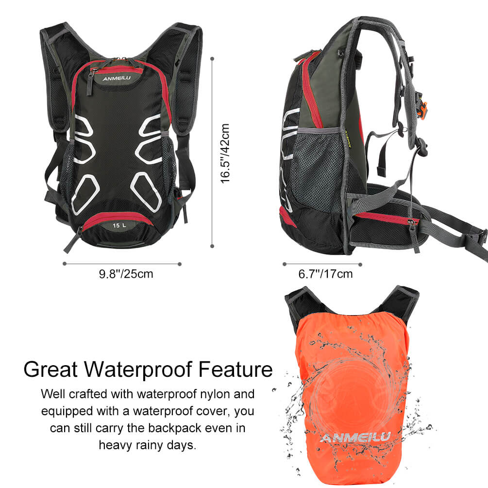 Vbiger 15L Hydration Backpack Splash-proof Cycling Backpack Lightweight Outdoor Daypack