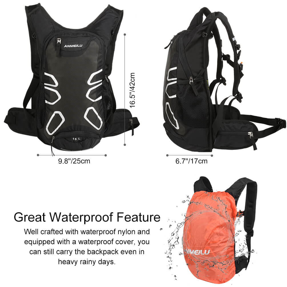 Vbiger 15L Hydration Backpack Splash-proof Cycling Backpack Lightweight Outdoor Daypack