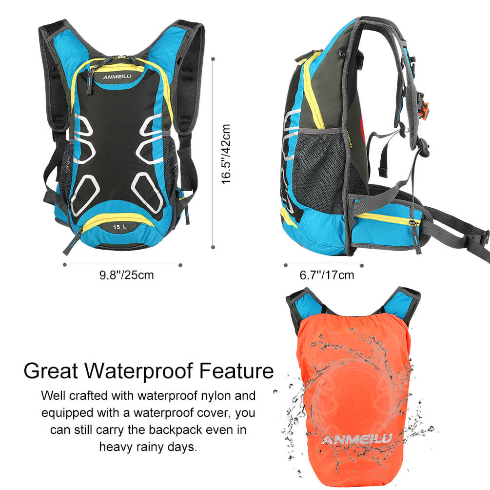 Vbiger 15L Hydration Backpack Splash-proof Cycling Backpack Lightweight Outdoor Daypack