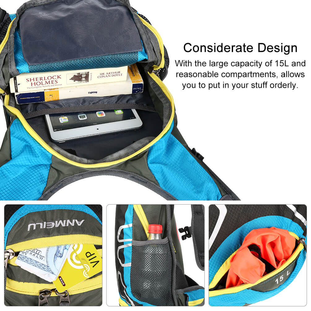Vbiger 15L Hydration Backpack Splash-proof Cycling Backpack Lightweight Outdoor Daypack