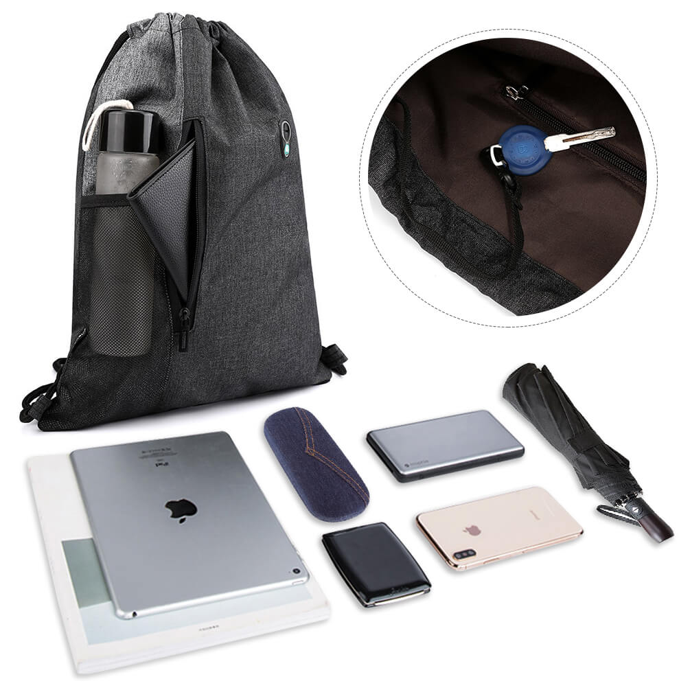 Vbiger Drawstring Backpack Sports Gym Sackpack Unisex Gym Sack with Earphone Hole