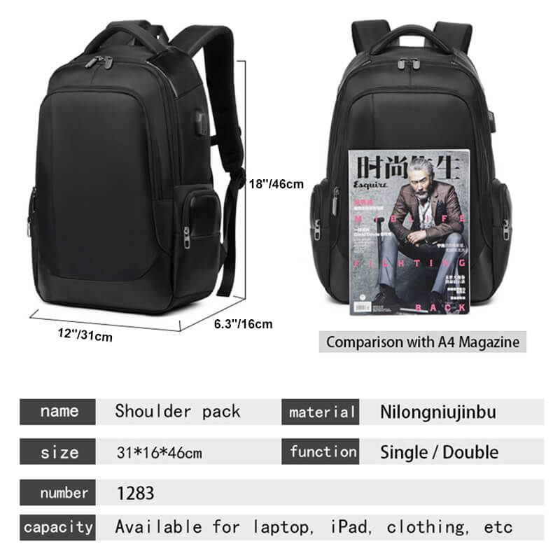 Vbiger Men Breathable Backpack Travel Bag Shoulder Bag with USB Port