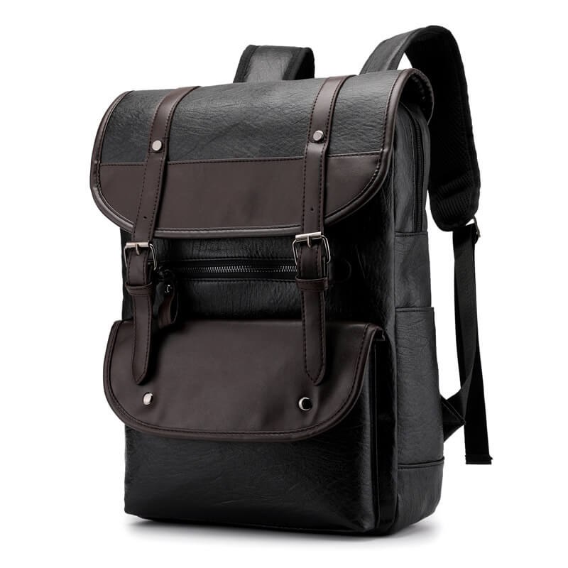 Vbiger PU Leather Trendy Business Backpacks Large-capacity Laptop Bags
