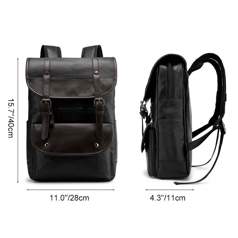 Vbiger PU Leather Trendy Business Backpacks Large-capacity Laptop Bags
