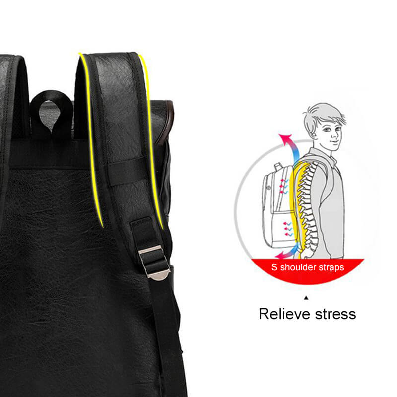 Vbiger PU Leather Trendy Business Backpacks Large-capacity Laptop Bags