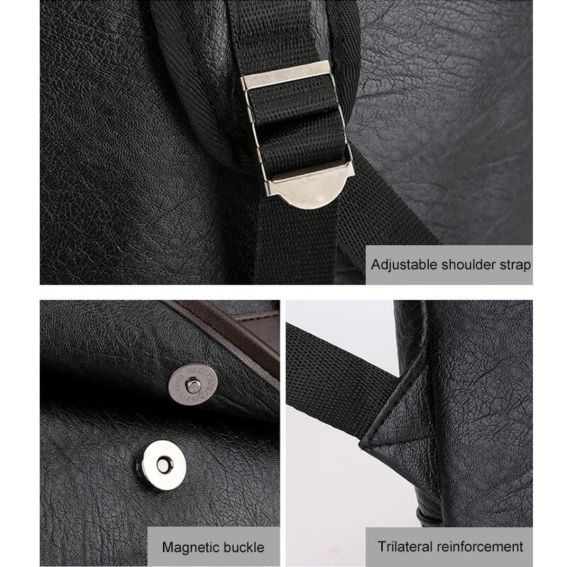 Vbiger PU Leather Trendy Business Backpacks Large-capacity Laptop Bags