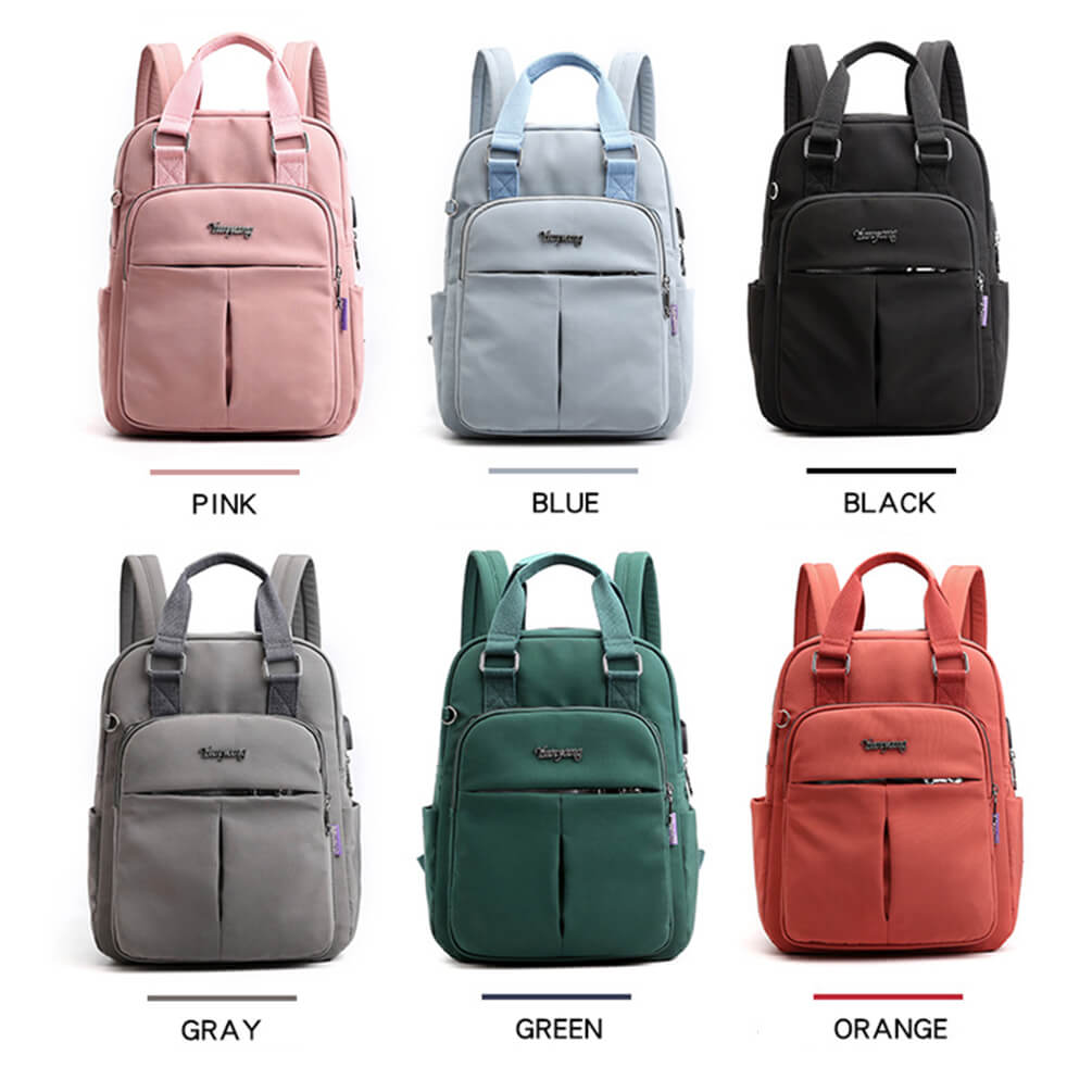 Vbiger USB Backpack Large Schoolbag Travel Bag, Pink