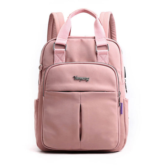 Vbiger USB Backpack Large Schoolbag Travel Bag, Pink
