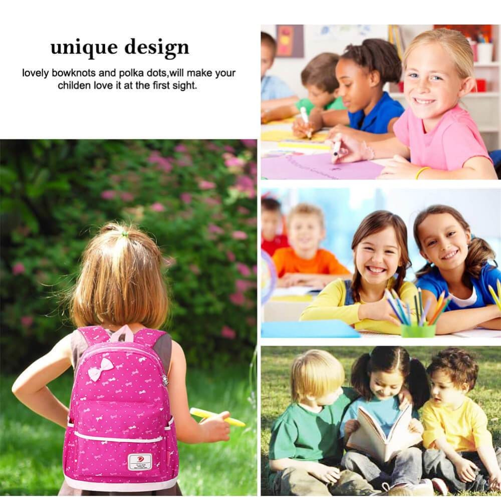 Vbiger 3-in-1 School Bag Waterproof Nylon Shoulder Daypack Polka Dot Bookbags - Backpacks