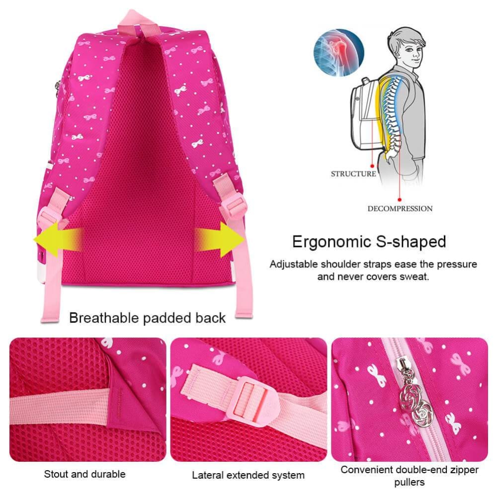 Vbiger 3-in-1 School Bag Waterproof Nylon Shoulder Daypack Polka Dot Bookbags - Backpacks