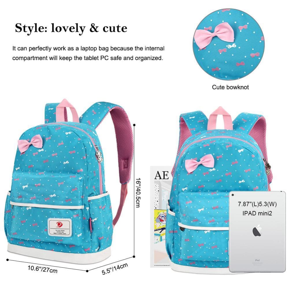Vbiger 3-in-1 School Bag Waterproof Nylon Shoulder Daypack Polka Dot Bookbags - Backpacks