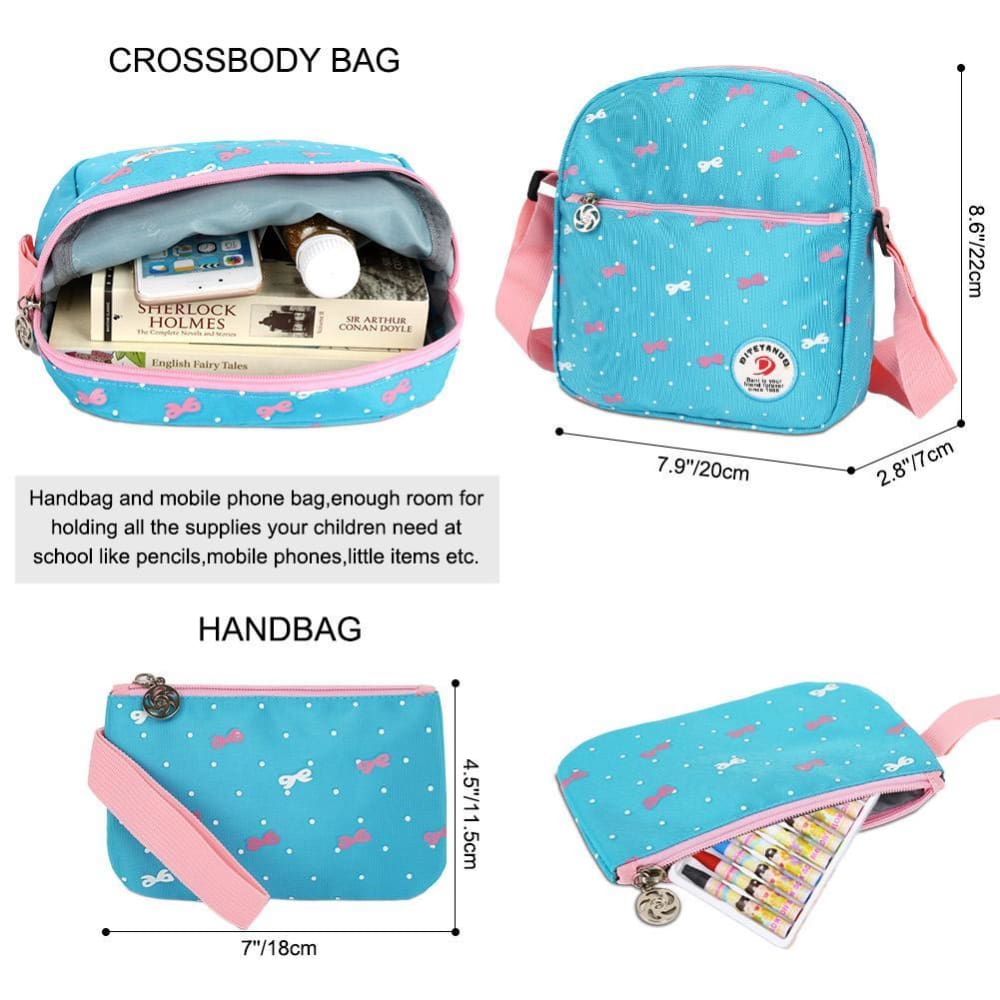 Vbiger 3-in-1 School Bag Waterproof Nylon Shoulder Daypack Polka Dot Bookbags - Backpacks