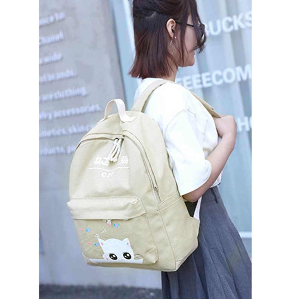Vbiger 4-in-1 Shoulder Bags Casual Student Daypack for Teenage Girls Cute Cat Pattern - Bag