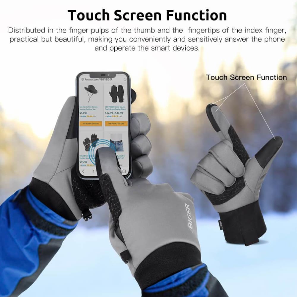 Vbiger Adult Winter Gloves Touch Screen Gloves Anti-slip Sport Gloves - Gloves