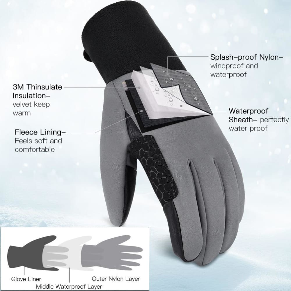Vbiger Adult Winter Gloves Touch Screen Gloves Anti-slip Sport Gloves - Gloves