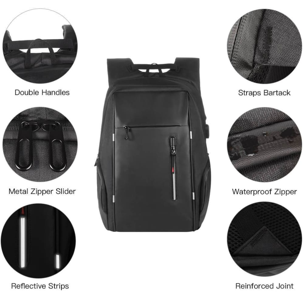 Vbiger Business Backpack Casual Daypack with USB Charging Port & Reflective Strips - Backpacks