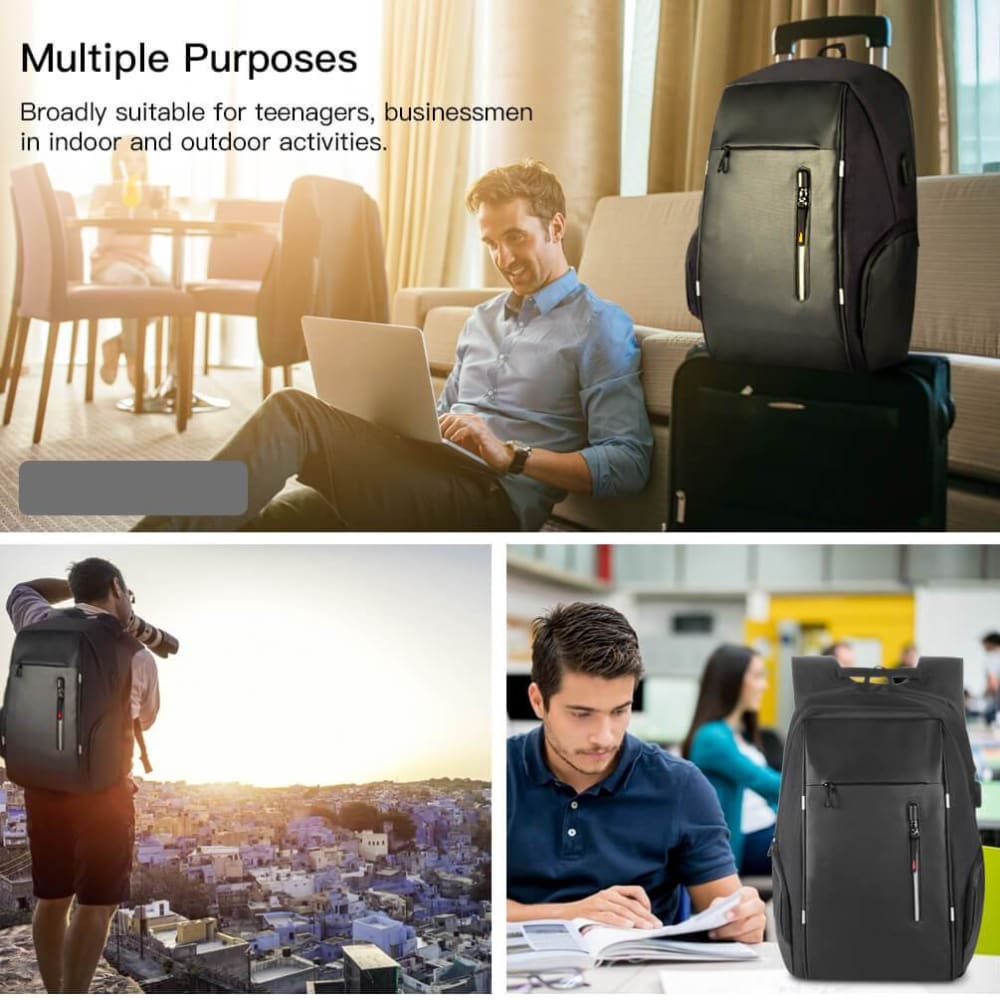 Vbiger Business Backpack Casual Daypack with USB Charging Port & Reflective Strips - Backpacks