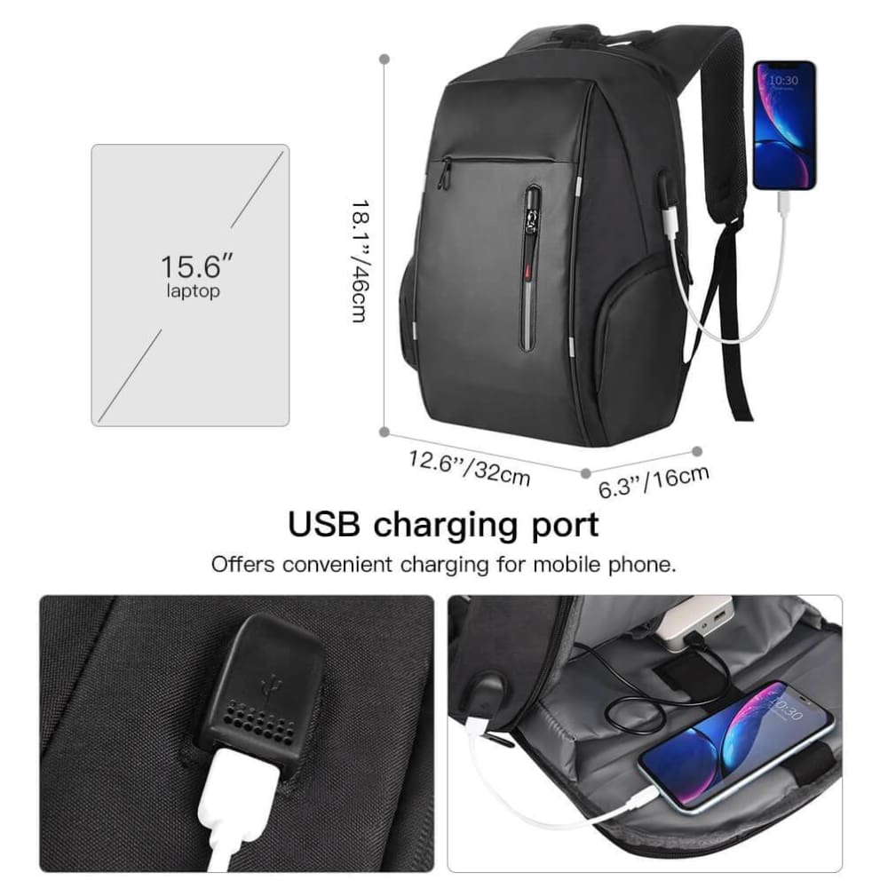 Vbiger Business Backpack Casual Daypack with USB Charging Port & Reflective Strips - Backpacks