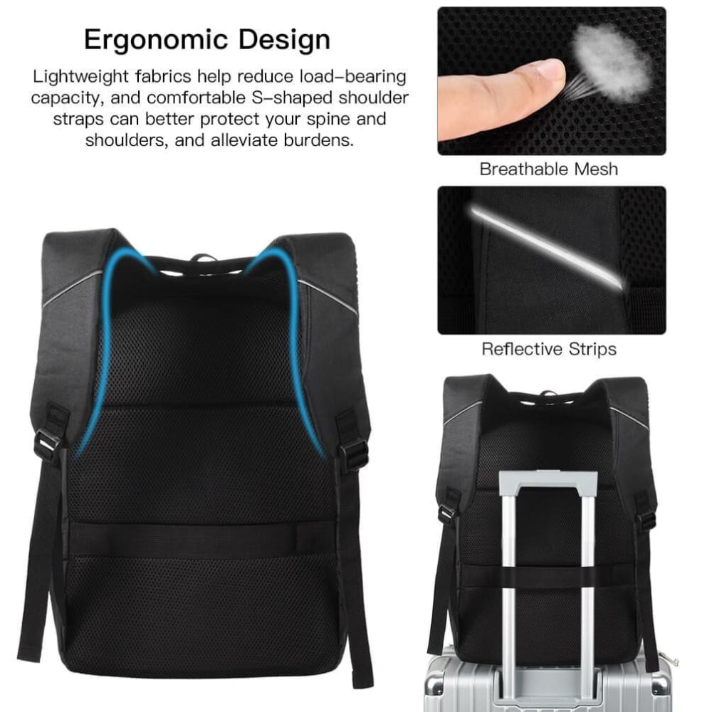 Vbiger Business Backpack Casual Daypack with USB Charging Port & Reflective Strips - Backpacks