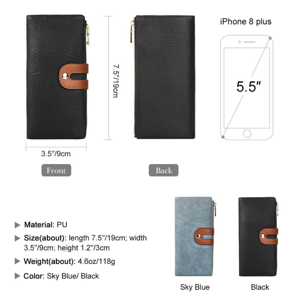 Vbiger Compact Women Purse Foldable Lady Wallet Cellphone Purse Wallet with RFID Blocking Function - Wallet