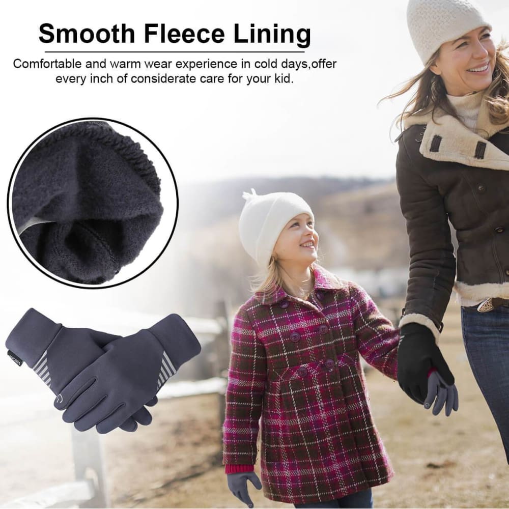 Vbiger Kids Winter Gloves Anti-skid Touch Screen Gloves with Reflective Printing and Silicone Strip - Gloves