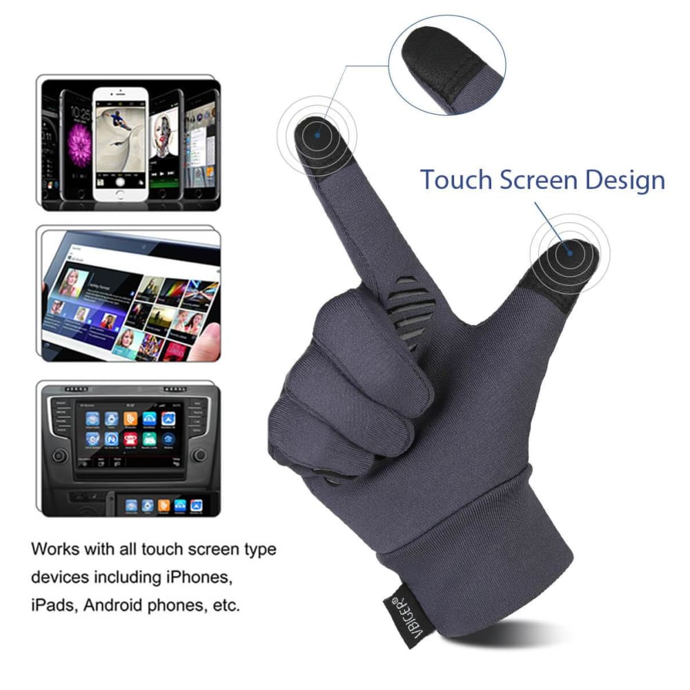 Vbiger Kids Winter Gloves Anti-skid Touch Screen Gloves with Reflective Printing and Silicone Strip - Gloves