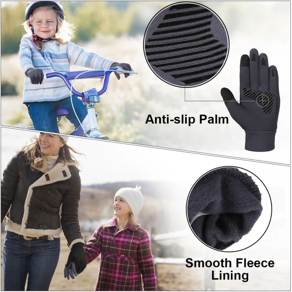 Vbiger Kids Winter Gloves Anti-skid Touch Screen Gloves with Reflective Printing and Silicone Strip - Gloves