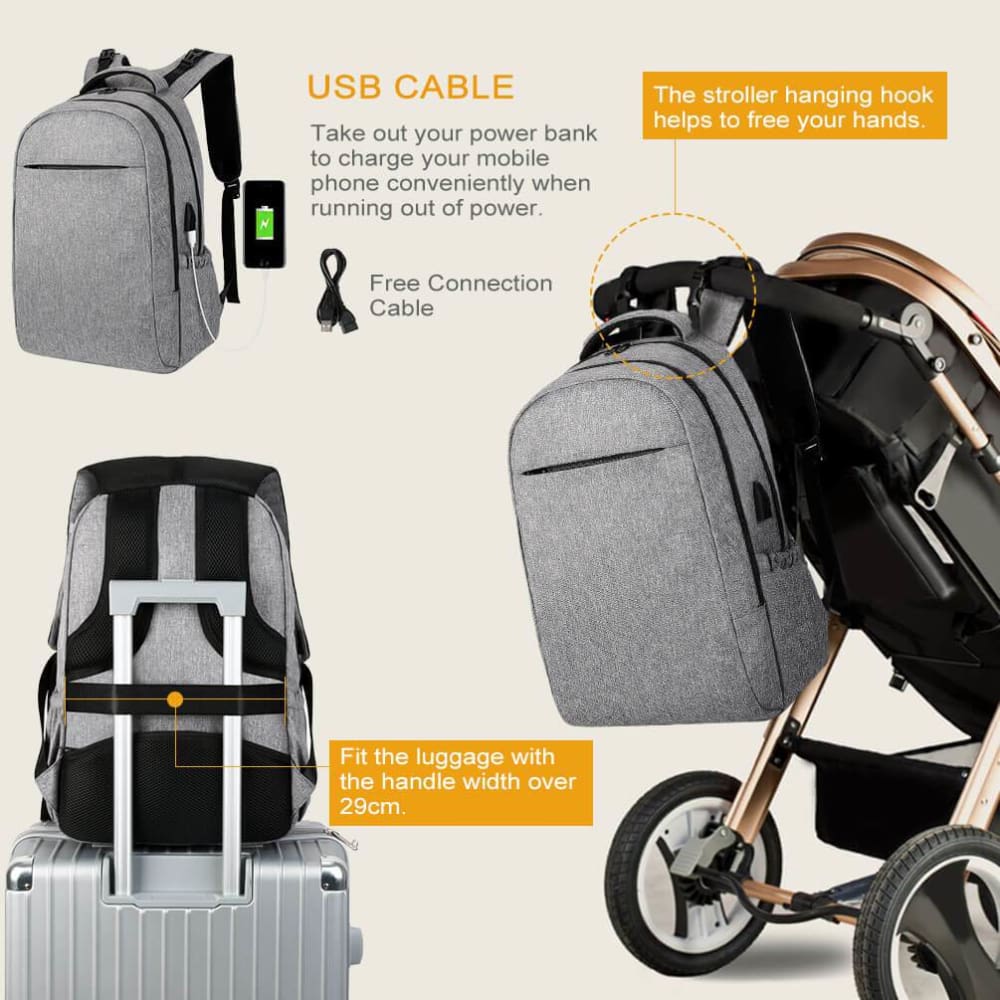 Vbiger Large-capacity Backpack Versatile Diaper Bags Smart Travel Shoulders Bags - Backpacks