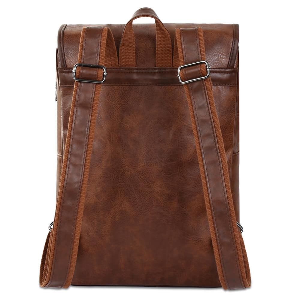 Vbiger Men Vintage PU Leather Backpack Laptop Backpack School Book bag for Men - Backpacks