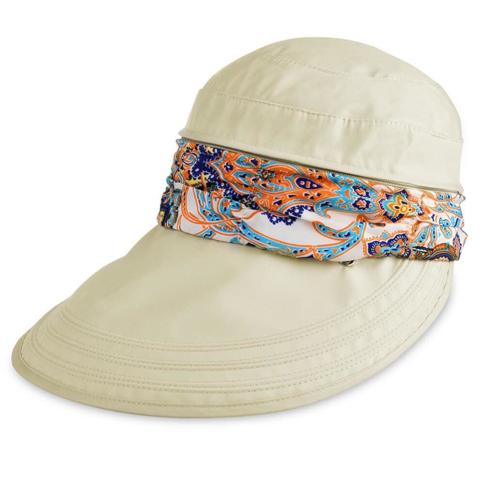 Vbiger New Detachable Sunbonnet for Outdoors Sport Foldable Visor with Zipper and Huge Bongrace - Beige - Hats
