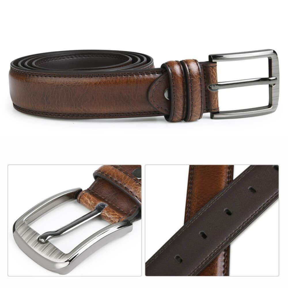 Vbiger Popular Embossing Single-Prong Buckle PU Leather Belt - Belt