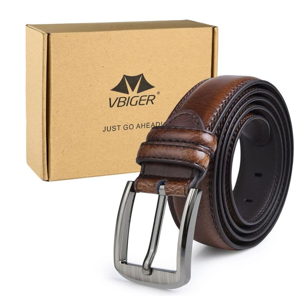 Vbiger Popular Embossing Single-Prong Buckle PU Leather Belt - Belt