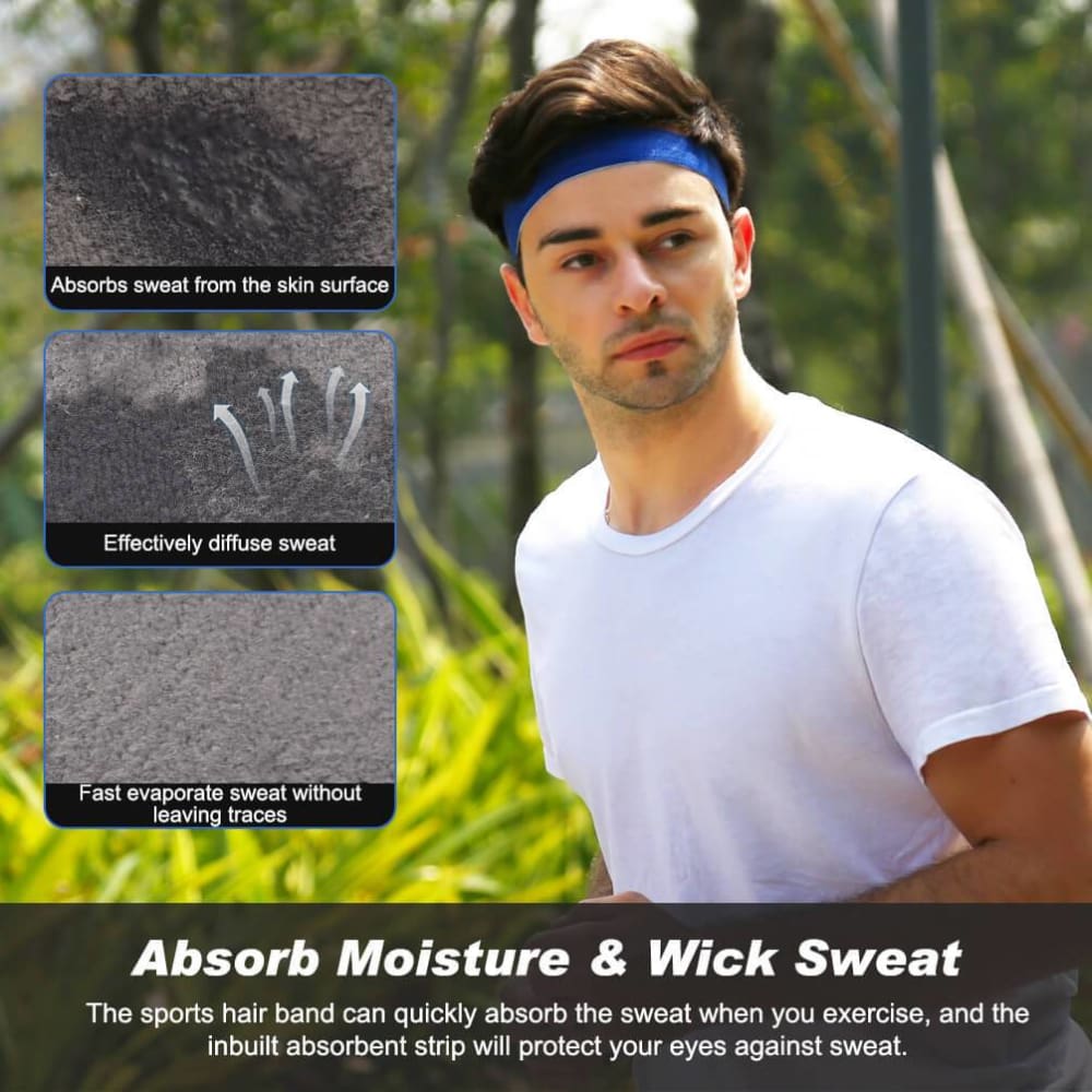 Vbiger Sports Headband Stretchy Sweatbands Workout Headbands for Running Training Yoga 3-Pack - Hats