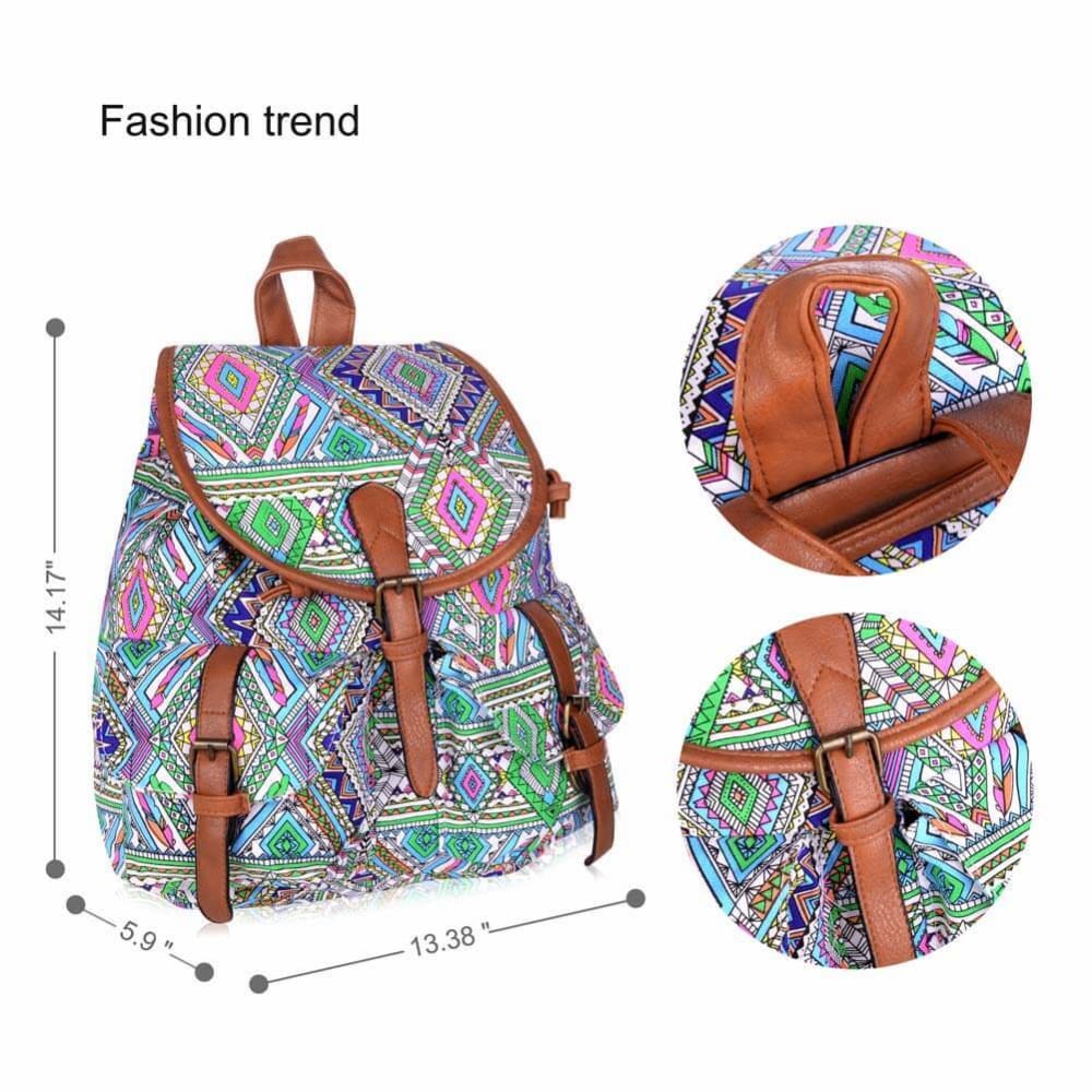 Vbiger Stylish and Ethnic Bag for Travelling Popular Canvas Backpack for Women with Elephant Pattern - Bag