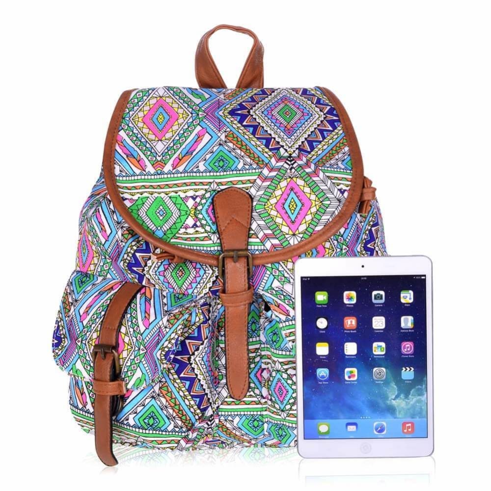 Vbiger Stylish and Ethnic Bag for Travelling Popular Canvas Backpack for Women with Elephant Pattern - Bag