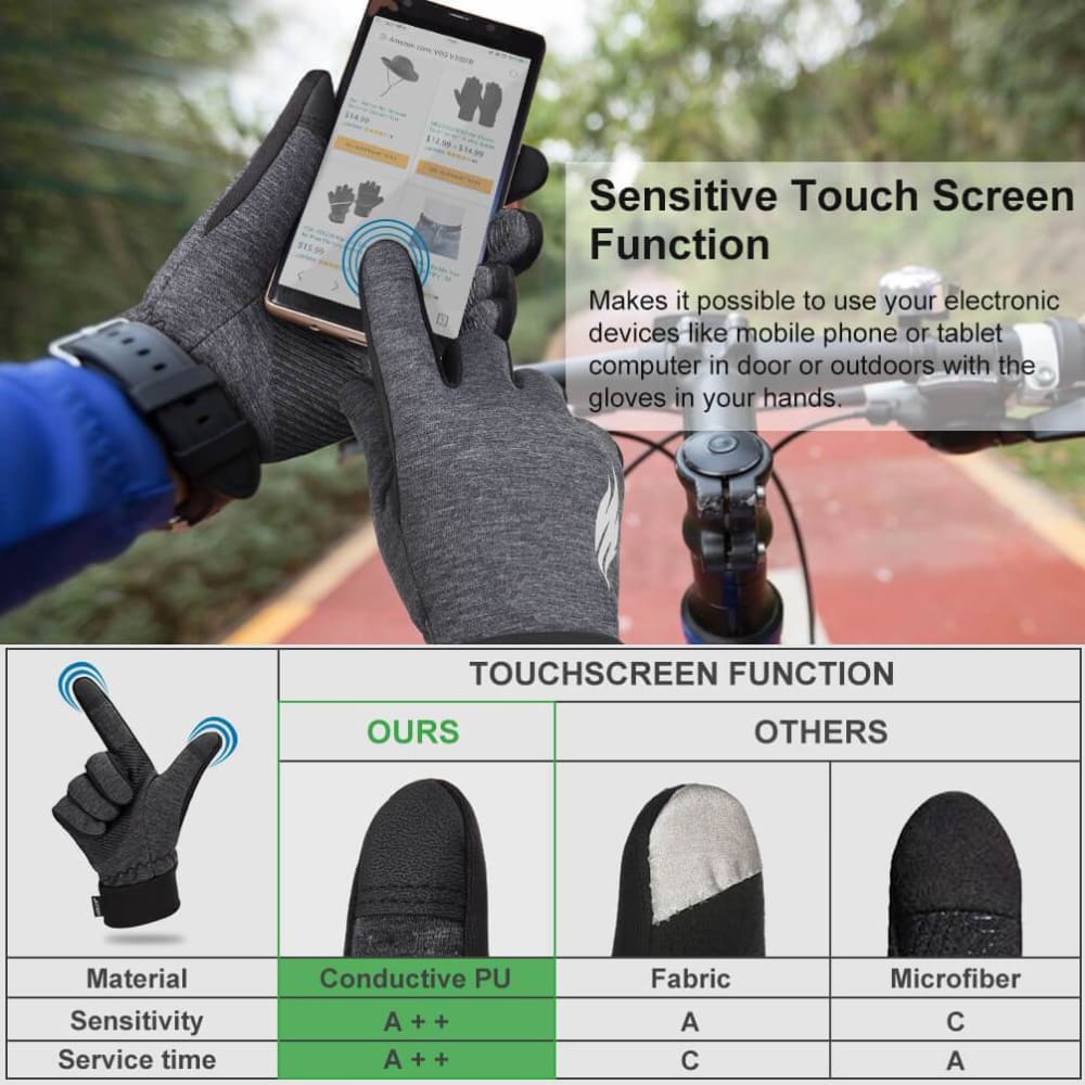 Vbiger Thickened Winter Gloves Warm Touch Screen Gloves Anti-slip Cycling Gloves - Gloves