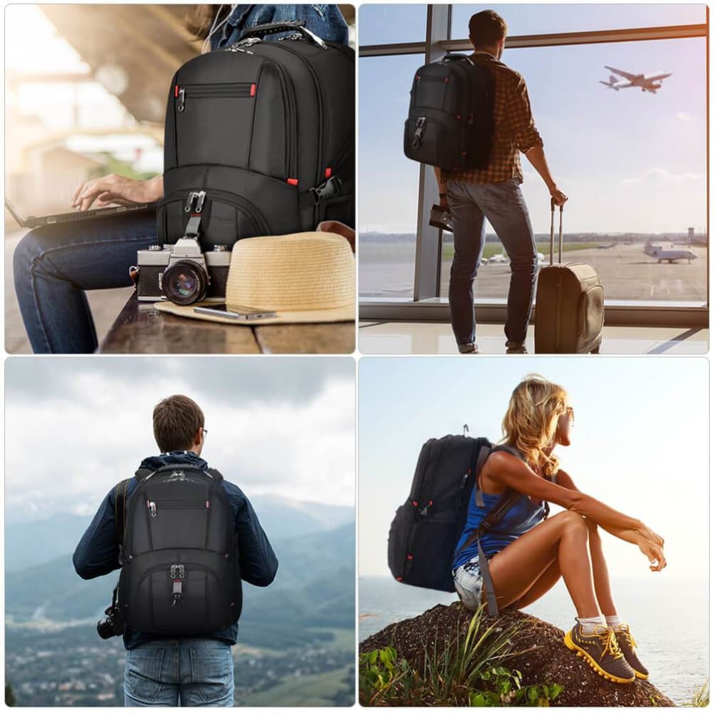 Vbiger Unisex Business Daypack with USB Charging Port and Earphone Hole Fits 17.3 Laptop - Backpacks