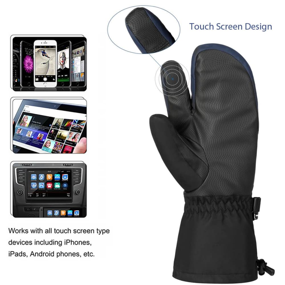 Vbiger Unisex Ski Gloves Warm Winter Gloves Thick Sports Mitten Cold Weather Gloves Touch Screen Gloves with Adjustable Buckle and Elastic
