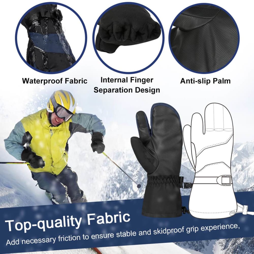 Vbiger Unisex Ski Gloves Warm Winter Gloves Thick Sports Mitten Cold Weather Gloves Touch Screen Gloves with Adjustable Buckle and Elastic
