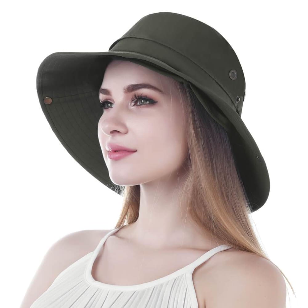 Vbiger Unisex Sun Hat Breathable Bucket Hat Quick-dry Outdoor Hats Foldable Fishing Cap with Detachable Flaps - Hats