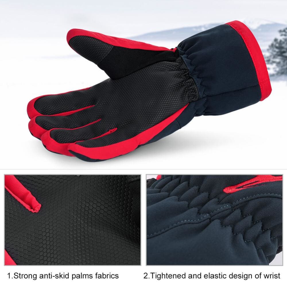 Vbiger Unisex Winter Warm Gloves Full-finger Snowboard Gloves Waterproof Sports Gloves - Gloves