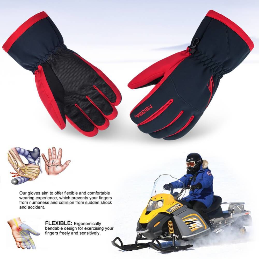 Vbiger Unisex Winter Warm Gloves Full-finger Snowboard Gloves Waterproof Sports Gloves - Gloves