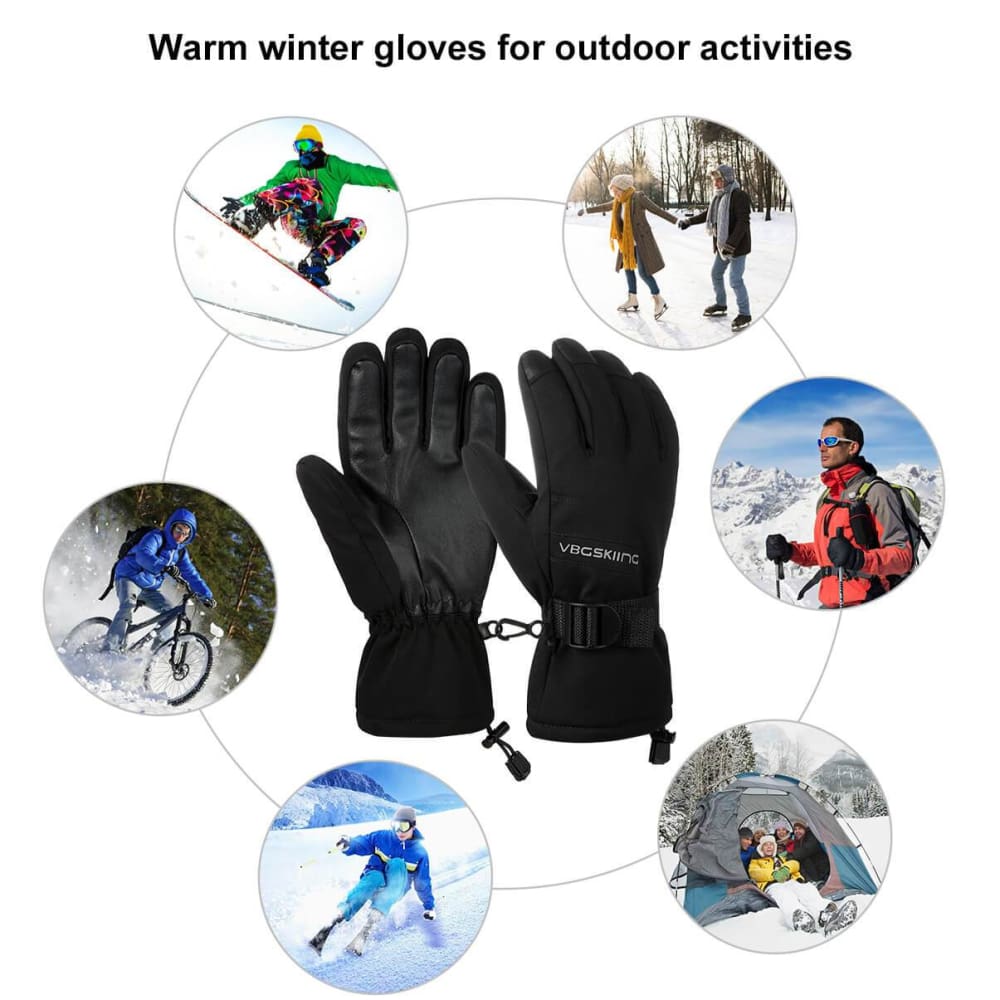 Vbiger Windproof Ski Thickened Winter Gloves Warm Splash-proof Sports Gloves - Gloves