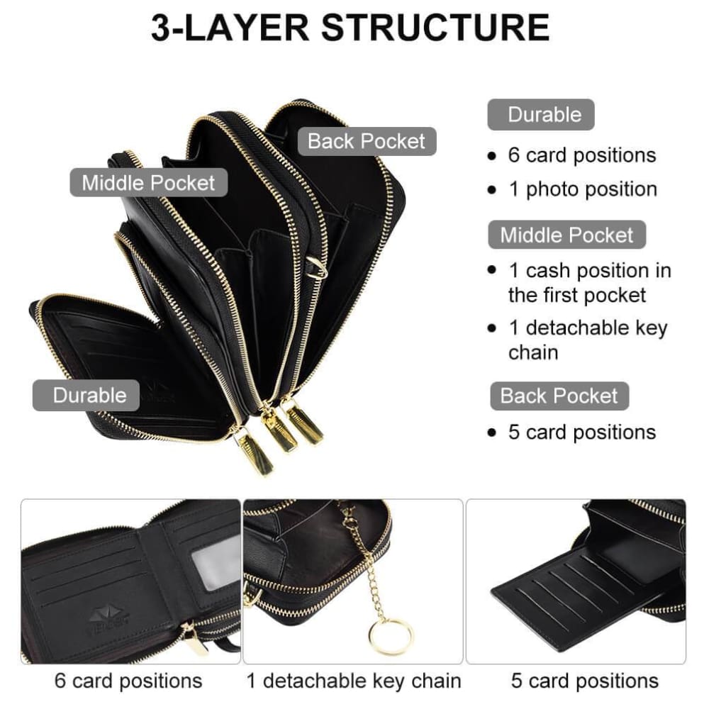 Vbiger Women Handbag Crossbody Bag Shoulder Bag with Large Capacity Black - Bag